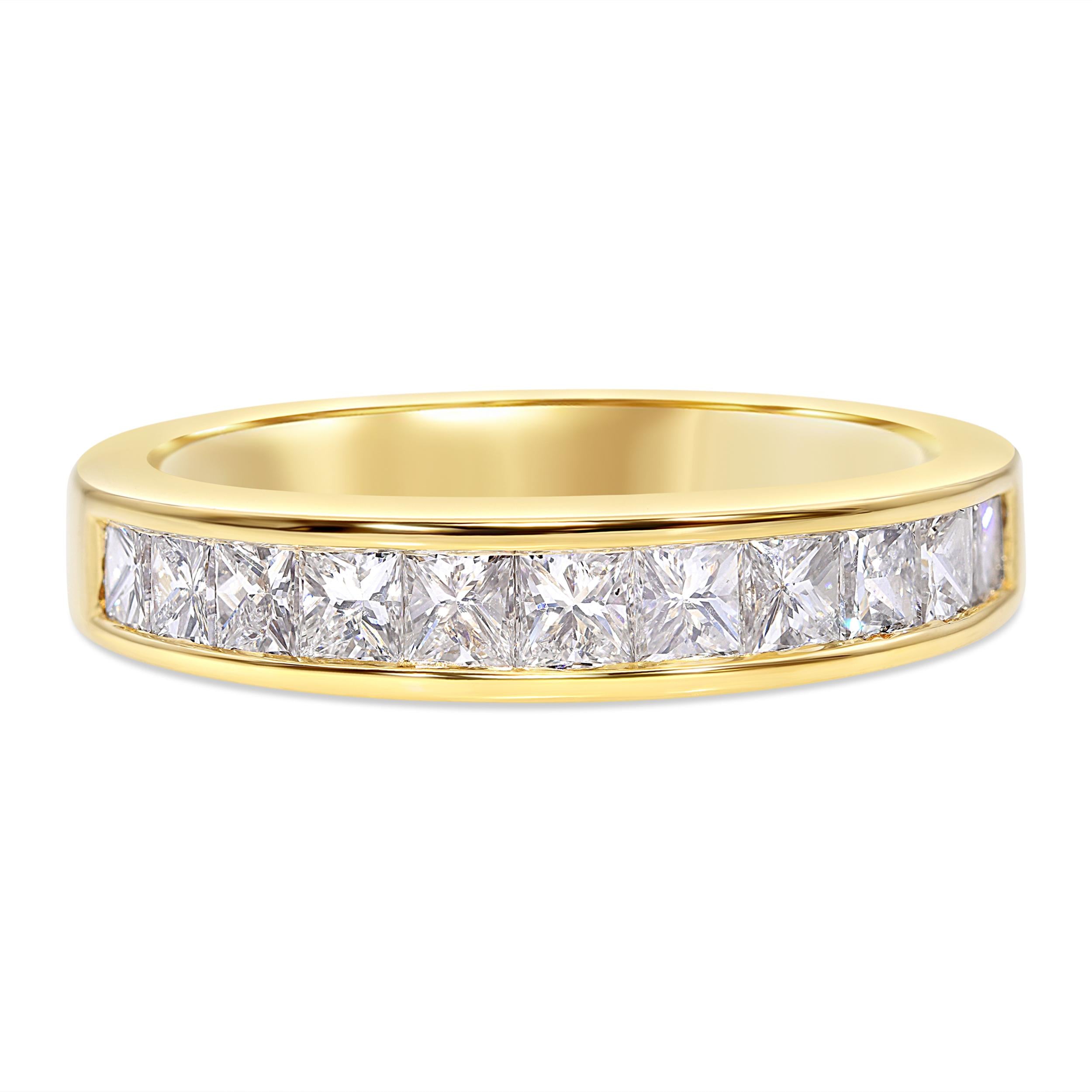 Vintage 18k Yellow Gold 1.1tcw Diamond Channel Set Half Band Ring