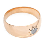 Victorian 17k Yellow Gold .15ct Rose Cut Diamond Ring With Starburst Engraving