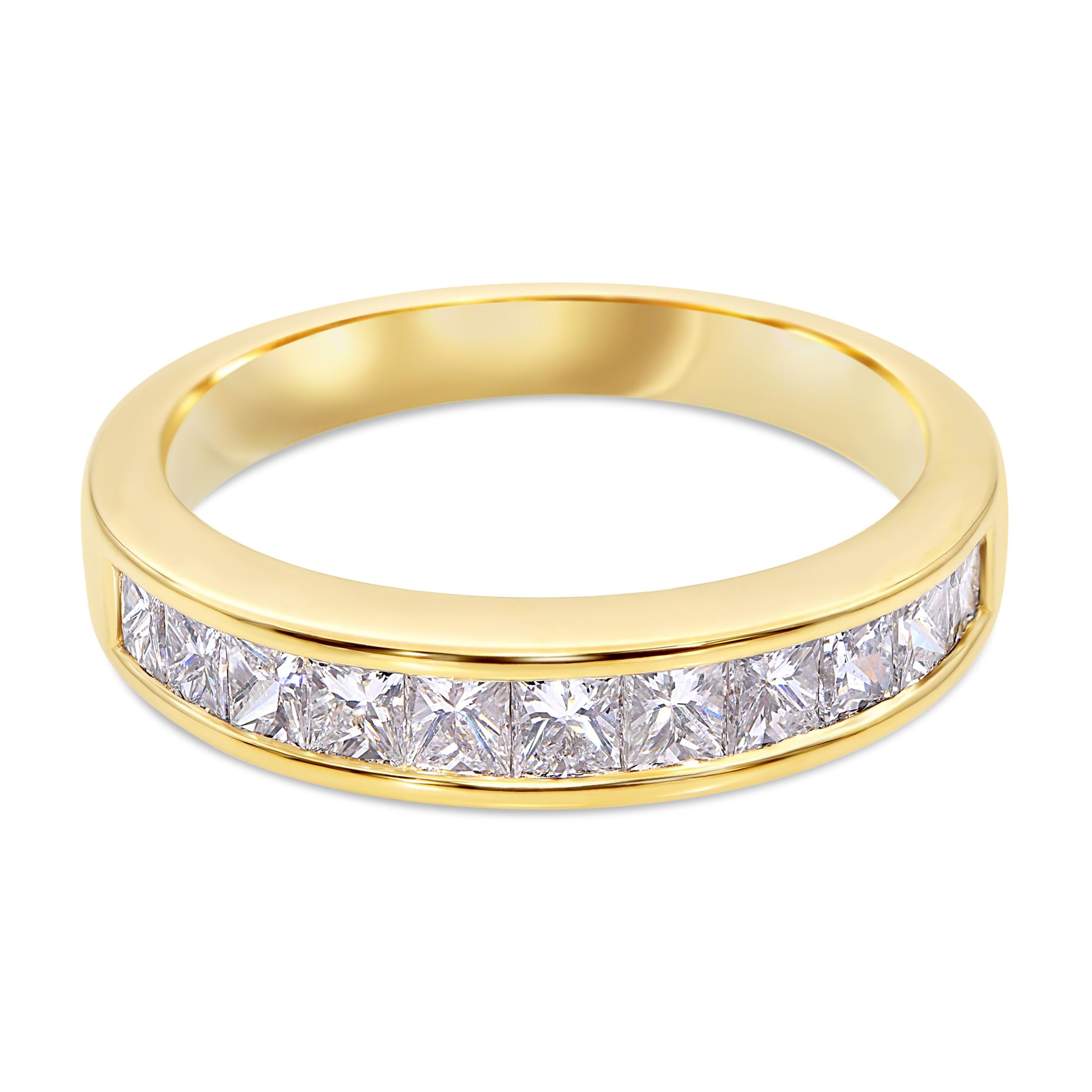 Vintage 18k Yellow Gold 1.1tcw Diamond Channel Set Half Band Ring