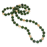 Vintage Yellow Gold and Jade Beaded Strand Necklace