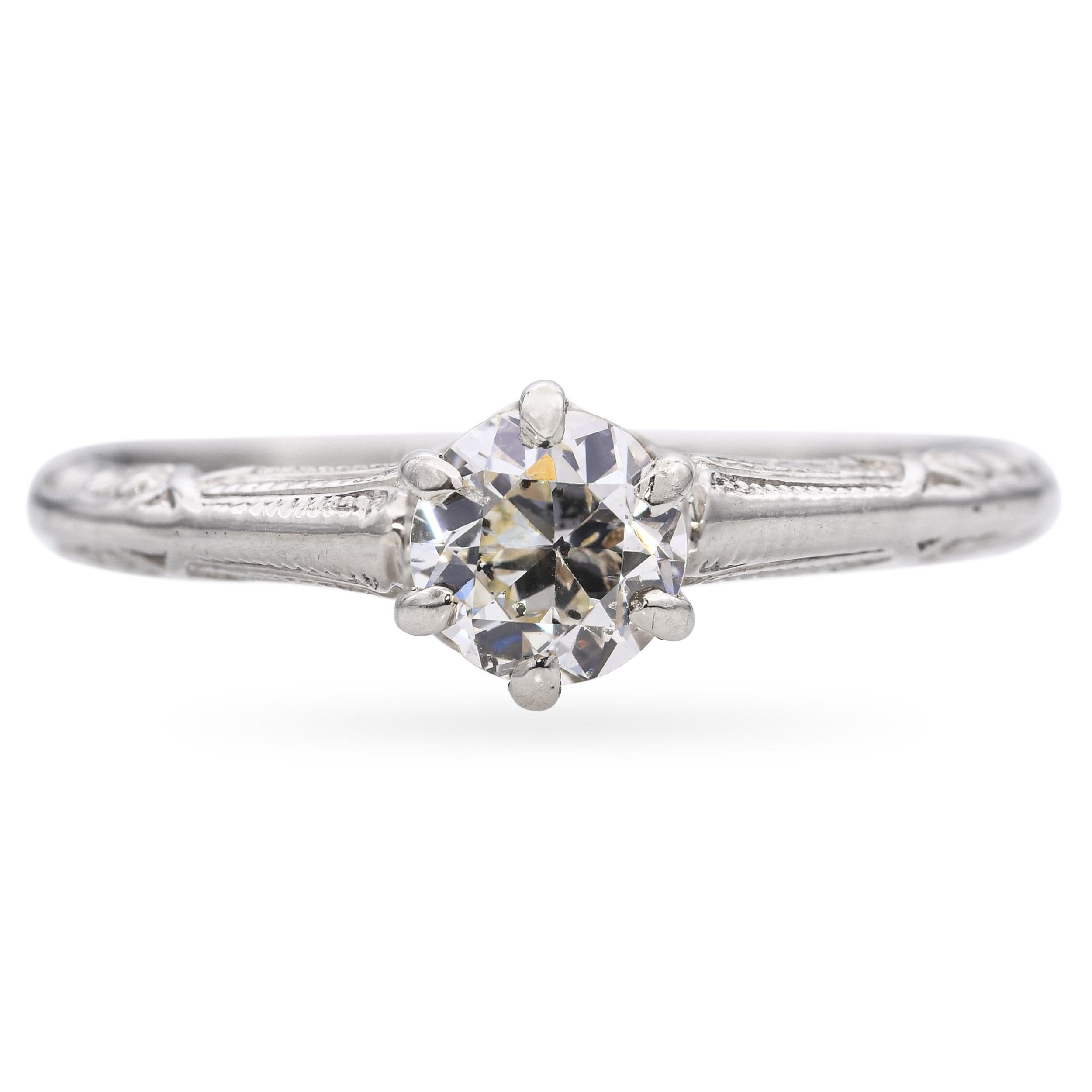 Art Deco 14k White Gold Diamond Engagement Ring