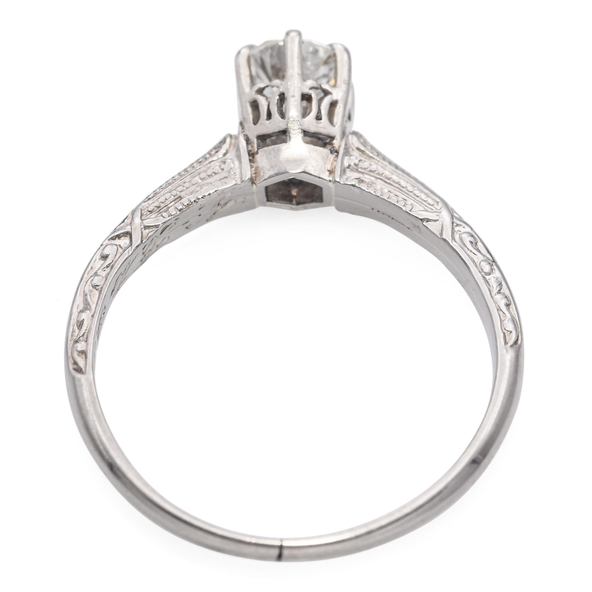 Art Deco 14k White Gold Diamond Engagement Ring