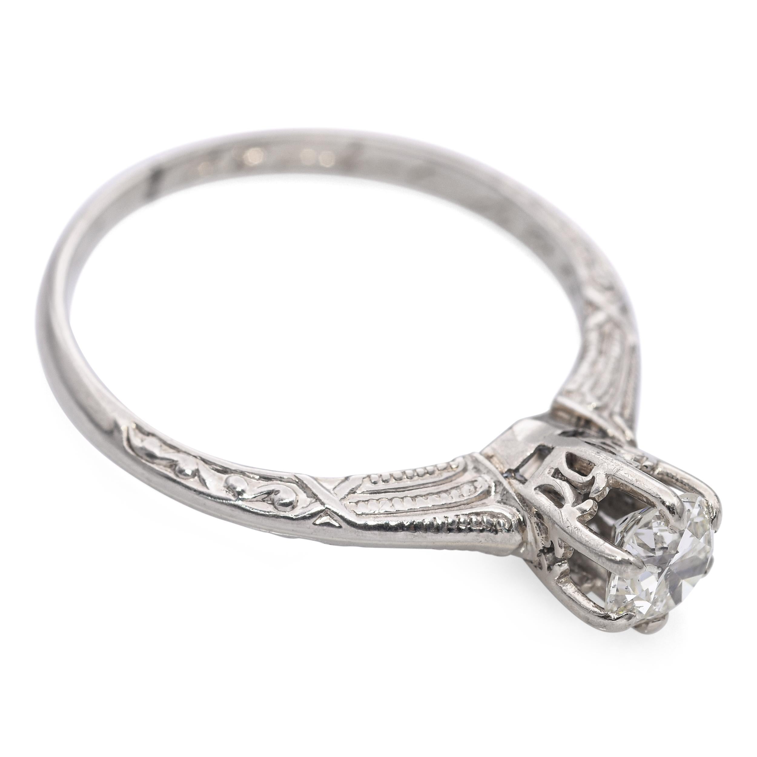 Art Deco 14k White Gold Diamond Engagement Ring