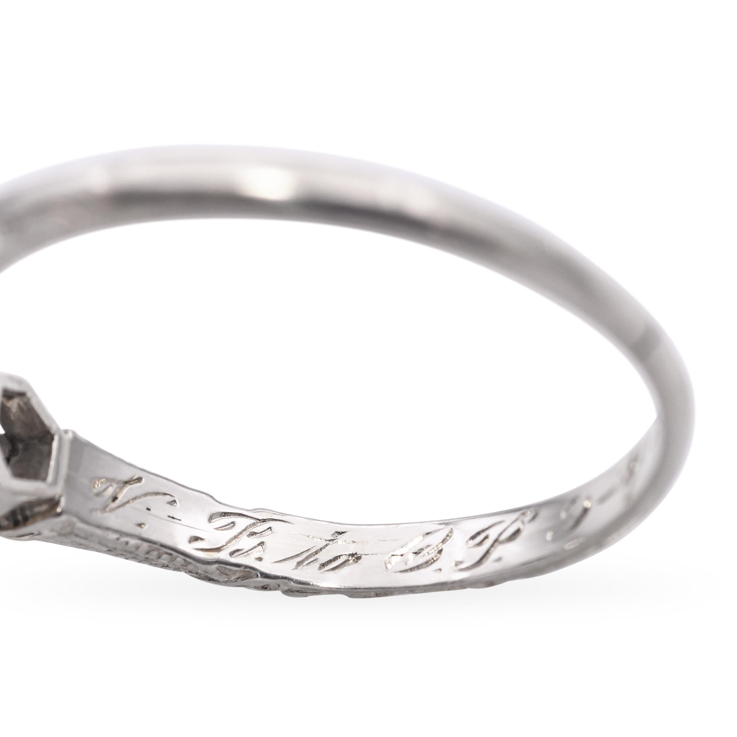 Art Deco 14k White Gold Diamond Engagement Ring