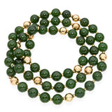 Vintage Yellow Gold and Jade Beaded Strand Necklace