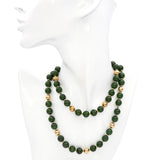 Vintage Yellow Gold and Jade Beaded Strand Necklace