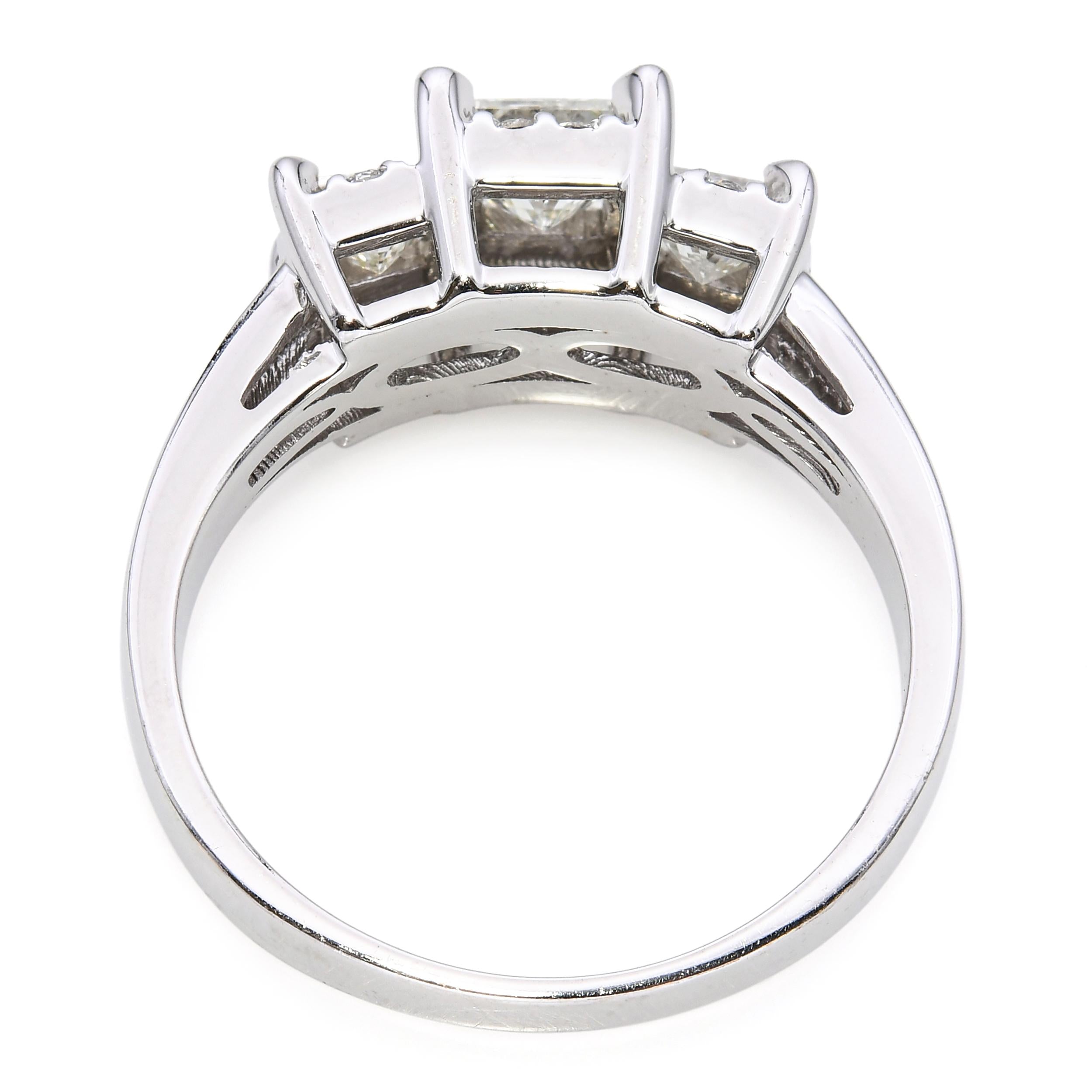 14k White Gold 1.08tcw Princess Cut Engagement Ring