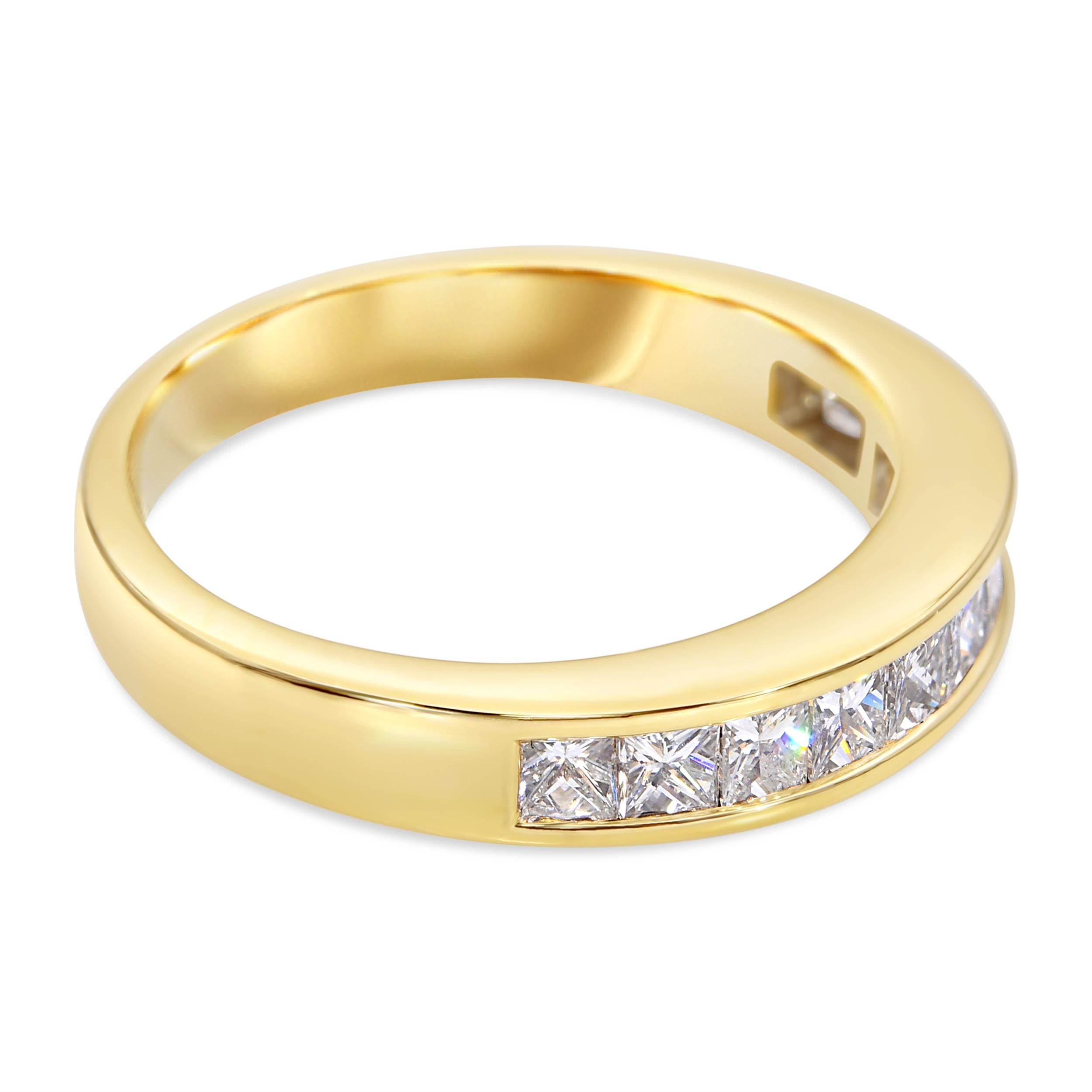 Vintage 18k Yellow Gold 1.1tcw Diamond Channel Set Half Band Ring