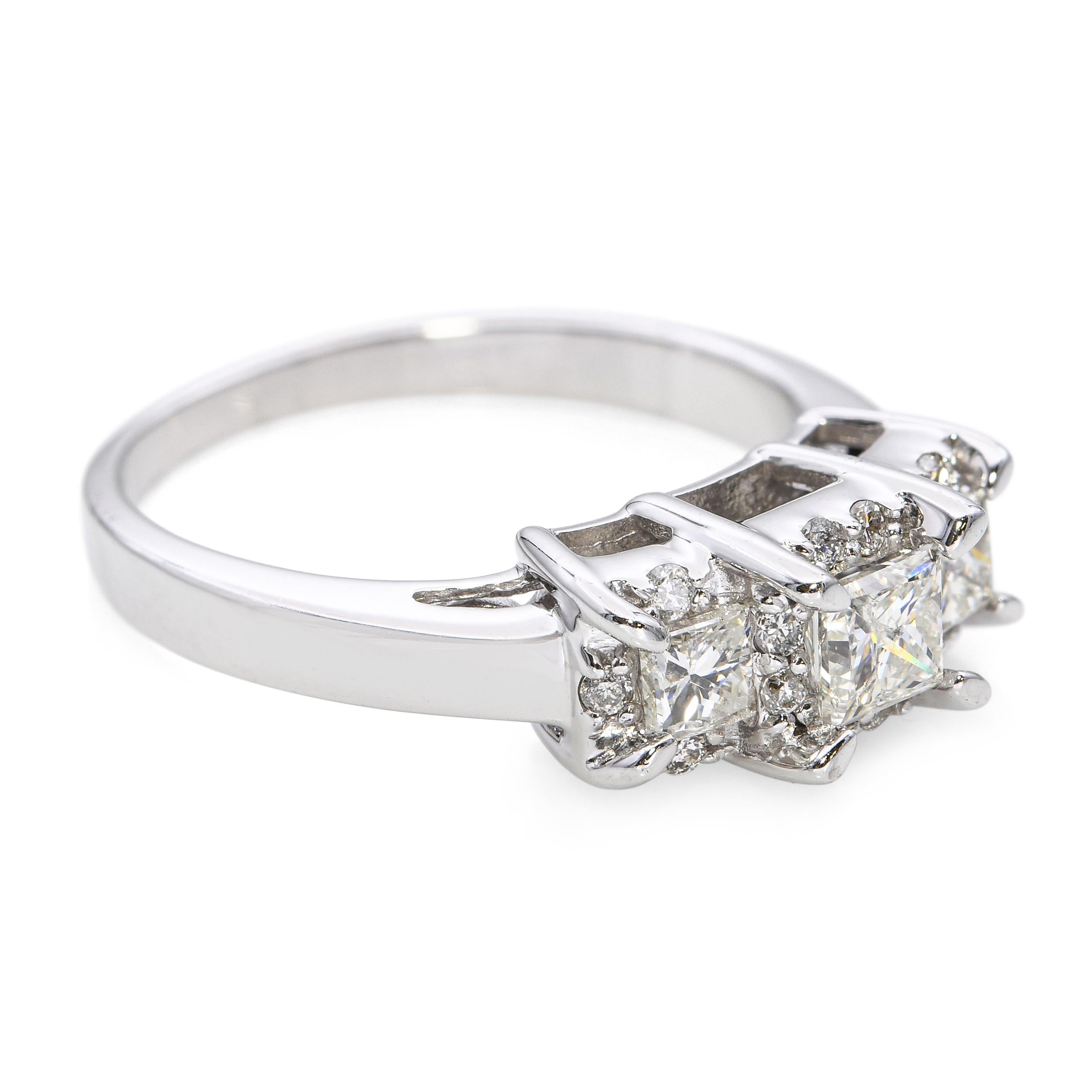 14k White Gold 1.08tcw Princess Cut Engagement Ring
