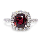 Vintage 18k White Gold 2.66ct GIA Burmese Red Spinel and Diamond Ring