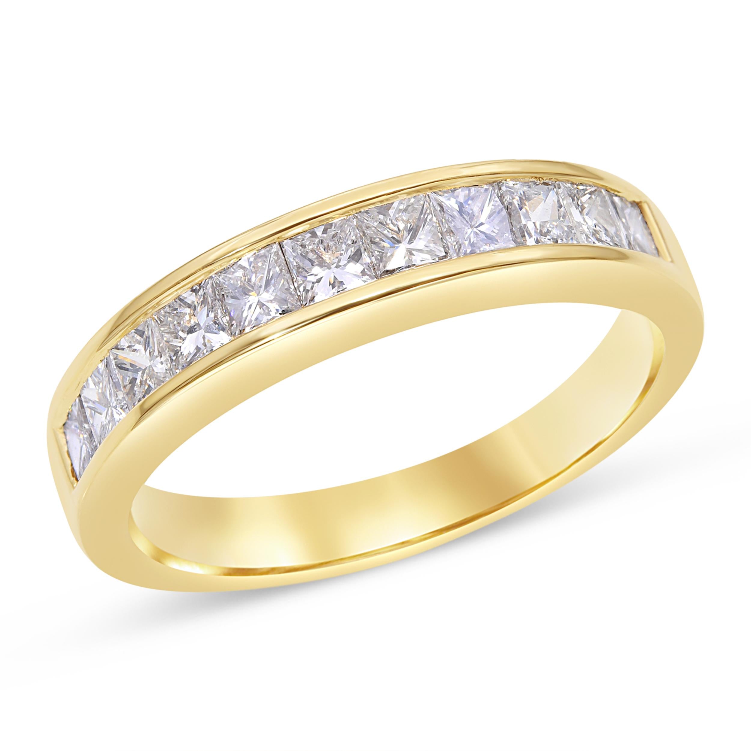 Vintage 18k Yellow Gold 1.1tcw Diamond Channel Set Half Band Ring