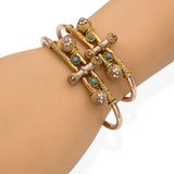 Antique Victorian Gold-Filled Pair of Etruscan Revival Turquoise Pearl Bracelets