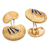 Vintage 18k Yellow Gold Florentine Finished Enamel Cufflinks