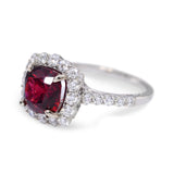 Vintage 18k White Gold 2.66ct GIA Burmese Red Spinel and Diamond Ring