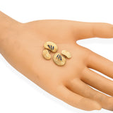 Vintage 18k Yellow Gold Florentine Finished Enamel Cufflinks