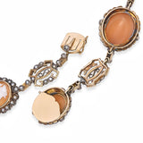 Antique Silver Topped 14k Yellow Gold 2.00tcw Diamond Shell Cameo Necklace