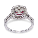 Vintage 18k White Gold 2.66ct GIA Burmese Red Spinel and Diamond Ring