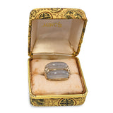 Vintage Ming's Yellow Gold Gray Jade Floral Accented Ring