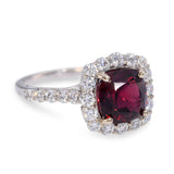 Vintage 18k White Gold 2.66ct GIA Burmese Red Spinel and Diamond Ring