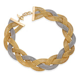 Fraccari 18k Yellow Gold and White Gold Soft Mesh Woven Necklace
