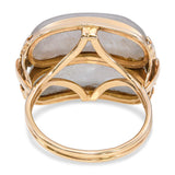 Vintage Ming's Yellow Gold Gray Jade Floral Accented Ring