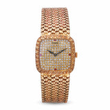 Vintage Piaget 18k Yellow Gold Black Tie-Emperador 9902 Diamond Watch