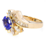 Vintage 14k Yellow Gold 1.25ct Tanzanite and Diamond Statement Ring