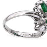 Vintage Platinum Diamond and 1.3tcw Emerald Cluster Ring