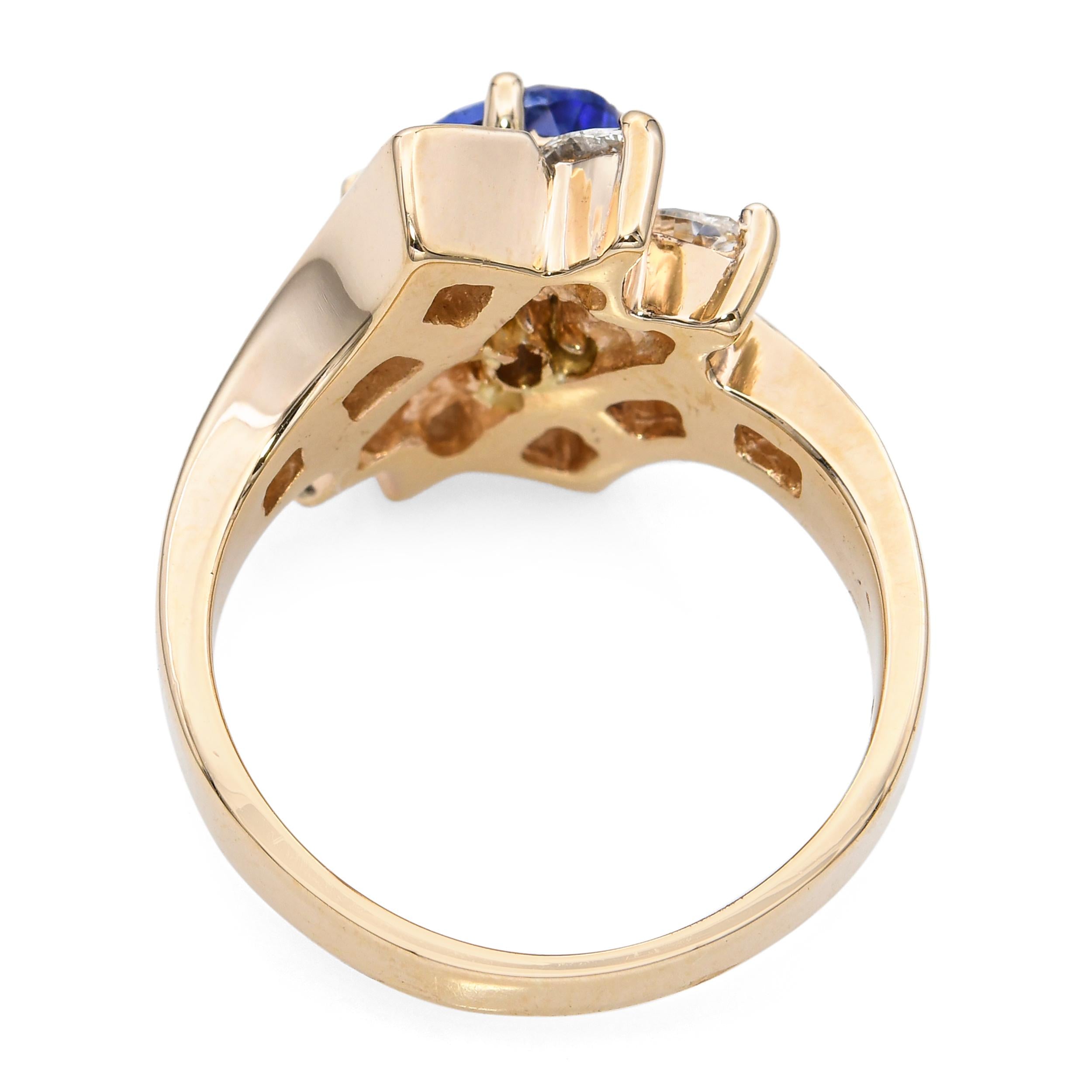 Vintage 14k Yellow Gold 1.25ct Tanzanite and Diamond Statement Ring