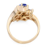 Vintage 14k Yellow Gold 1.25ct Tanzanite and Diamond Statement Ring