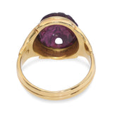 Victorian 18k Yellow Gold "Bocca della Verità" Carved Rhodolite Garnet Ring