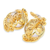 Vintage 18k Yellow Gold South Sea Pearl and Diamond Earrings