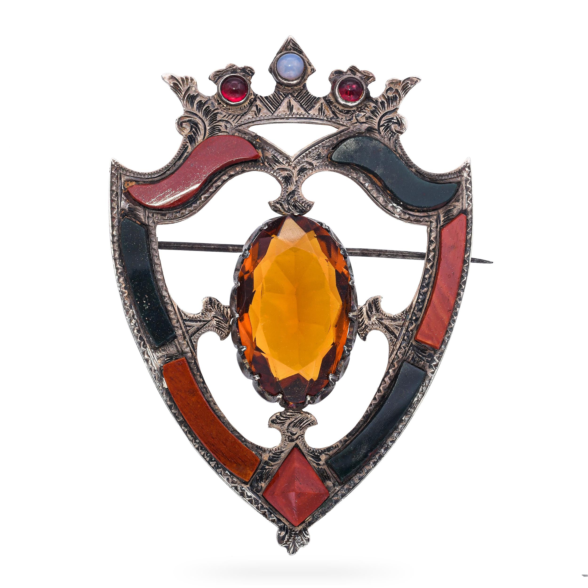 Vintage Silver Scottish Paste and Enamel Brooch