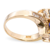 Vintage 14k Yellow Gold 1.25ct Tanzanite and Diamond Statement Ring