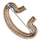 Antique Edwardian 17k Yellow Gold and Platinum Rose Cut Diamond Brooch