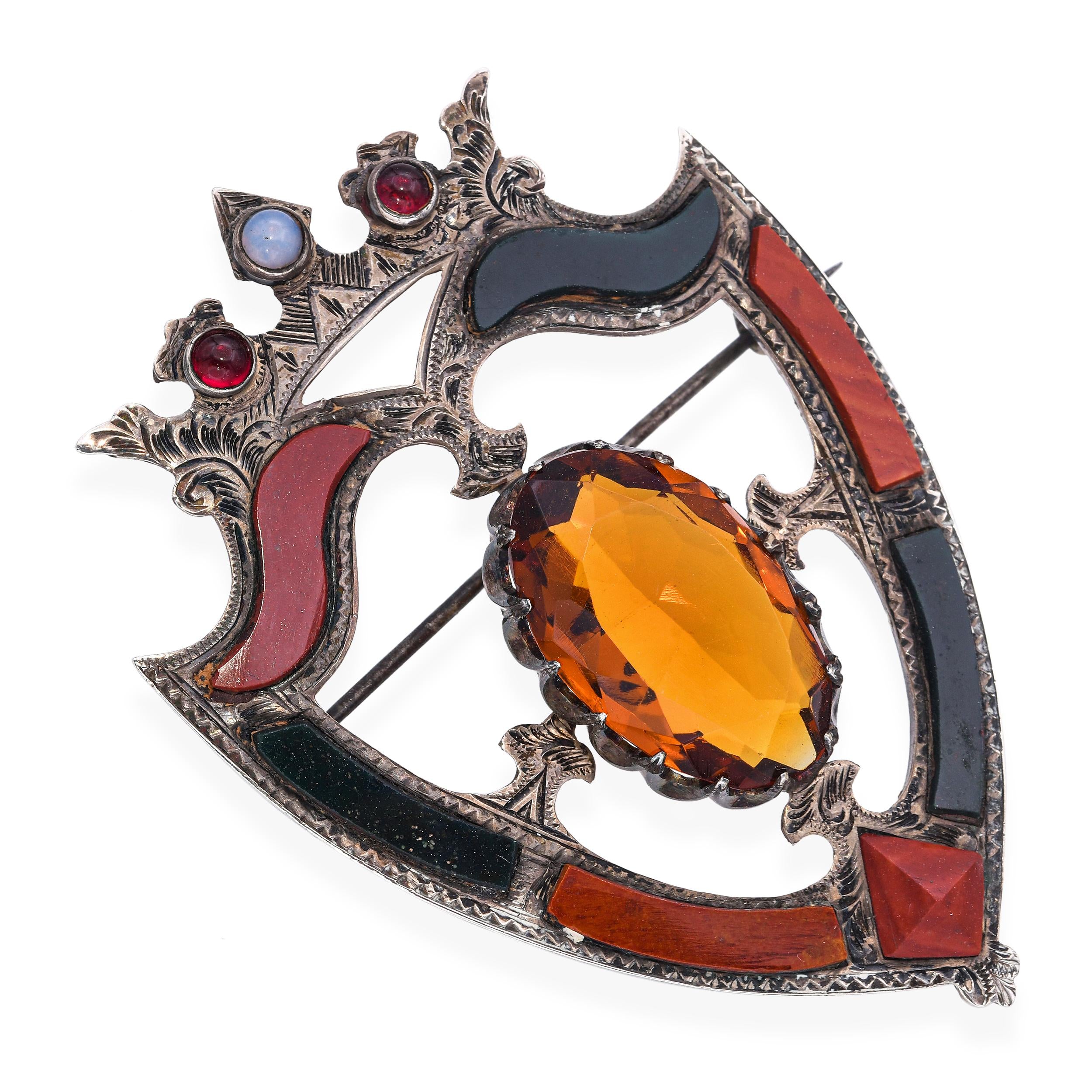 Vintage Silver Scottish Paste and Enamel Brooch