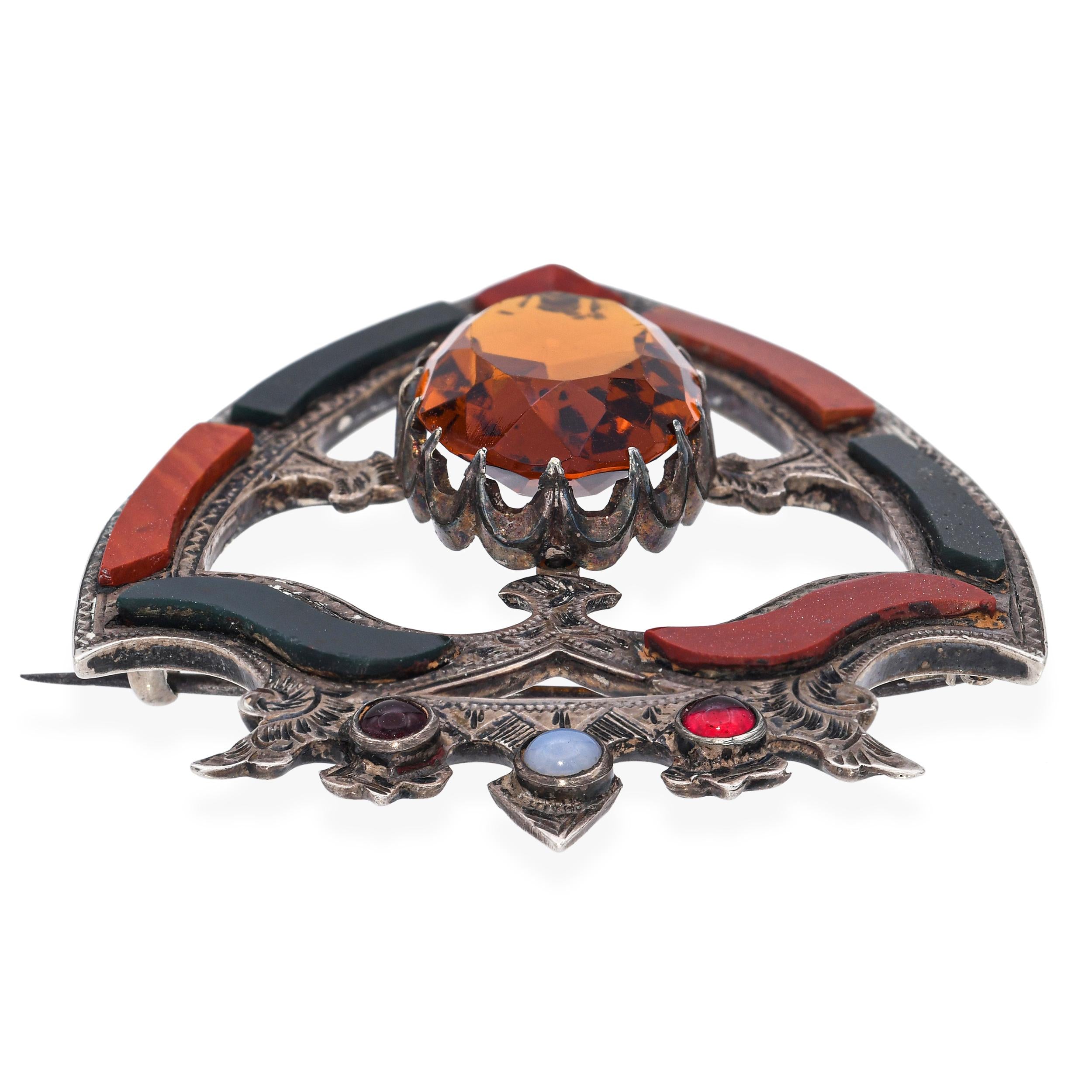 Vintage Silver Scottish Paste and Enamel Brooch