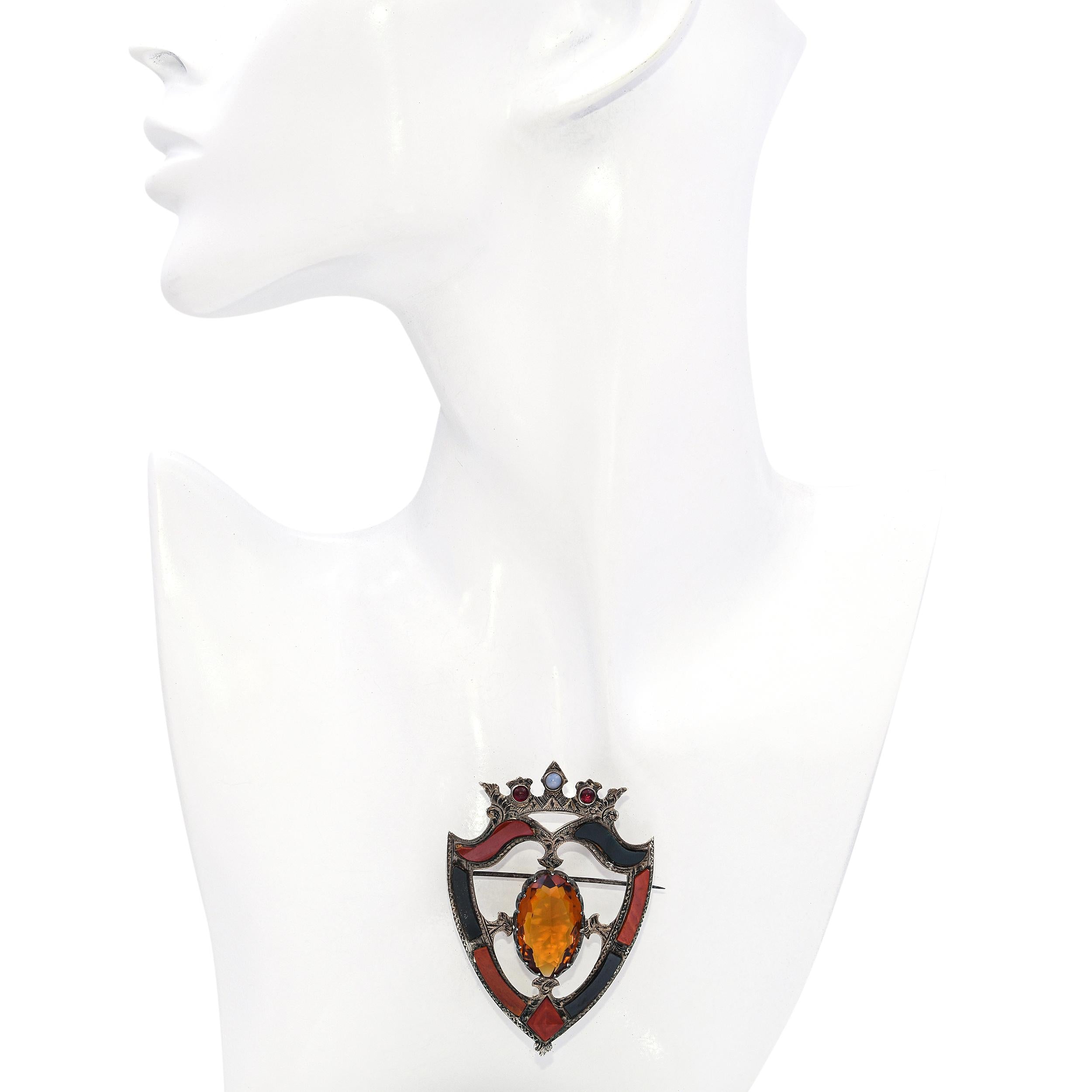 Vintage Silver Scottish Paste and Enamel Brooch