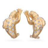 14k Yellow Gold 0.24tcw Diamond Leopard Omega Back Earrings