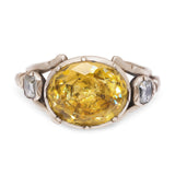 Antique Georgian Yellow Gold Foil Back Citrine and Diamond Statement Ring