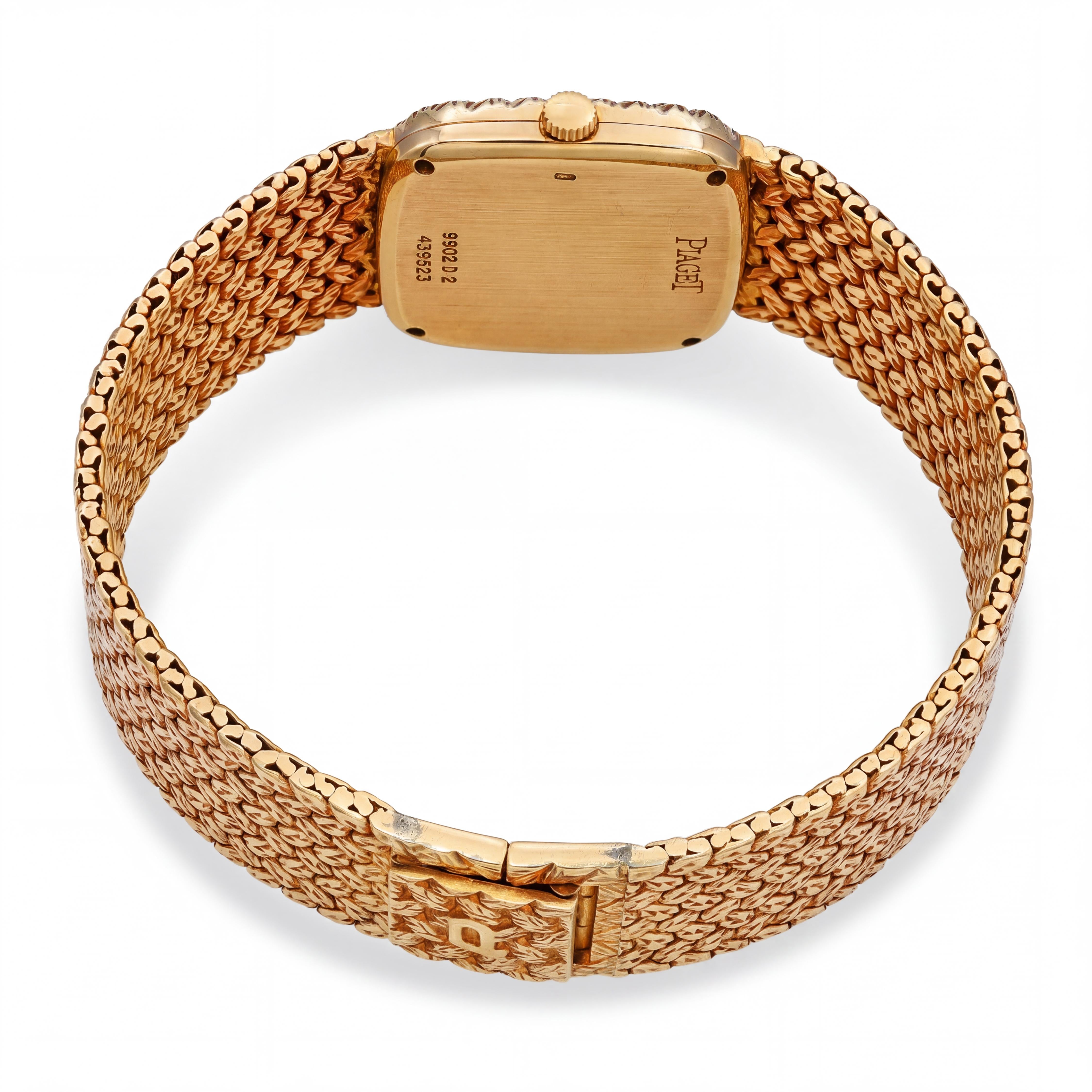 Vintage Piaget 18k Yellow Gold Black Tie-Emperador 9902 Diamond Watch