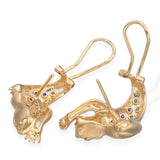 14k Yellow Gold 0.24tcw Diamond Leopard Omega Back Earrings