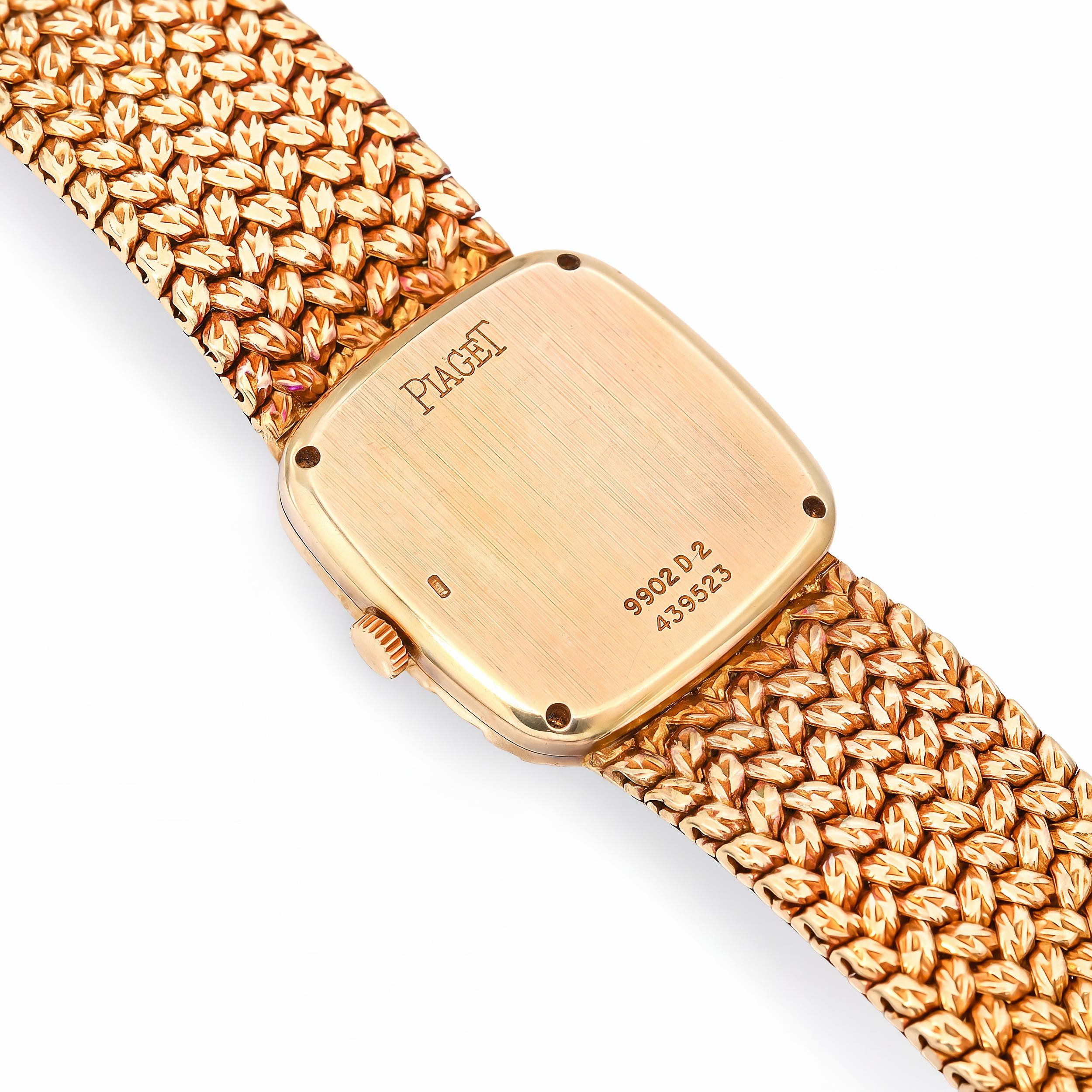 Vintage Piaget 18k Yellow Gold Black Tie-Emperador 9902 Diamond Watch