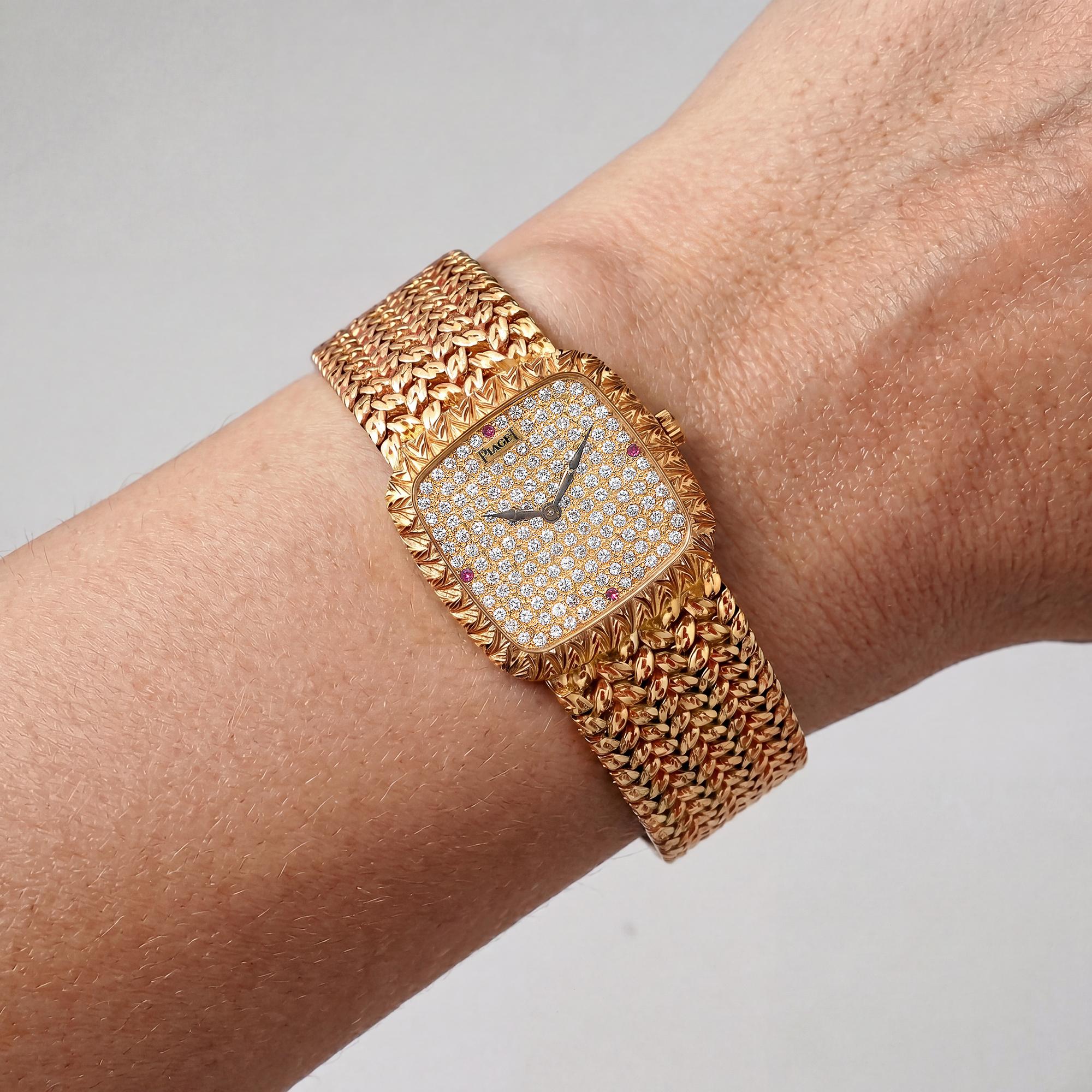 Vintage Piaget 18k Yellow Gold Black Tie-Emperador 9902 Diamond Watch