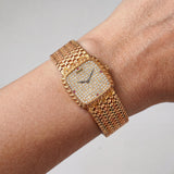 Vintage Piaget 18k Yellow Gold Black Tie-Emperador 9902 Diamond Watch