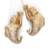 14k Yellow Gold 0.24tcw Diamond Leopard Omega Back Earrings