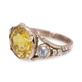 Antique Georgian Yellow Gold Foil Back Citrine and Diamond Statement Ring