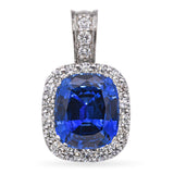 14k White Gold 12.0ct Synthetic Sapphire and 2.15tcw Diamond Halo Pendant
