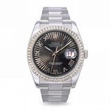 Rolex Datejust 36mm Black Textured Roman Dial and Diamond Bezel Watch Ref 116200
