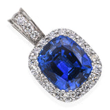 14k White Gold 12.0ct Synthetic Sapphire and 2.15tcw Diamond Halo Pendant